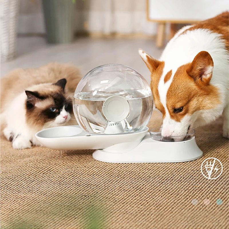PetnessGo 2 in 1 Plastic Cat Food Water Bowl Cat Bowl Pet Snail Water Cat Dispenser