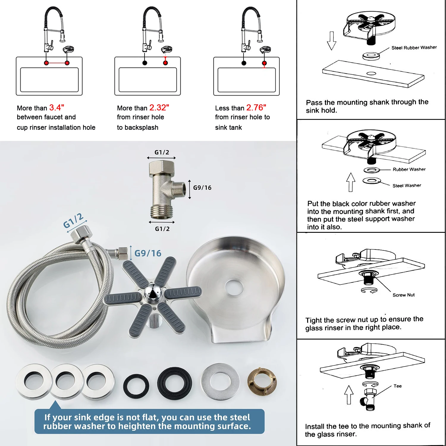 Bar Sink Automatic Cup Washer Stainless Steel 304 Bottle Glass Rinser Coffee Pitcher Rinser For Kitchen Bar Cafe