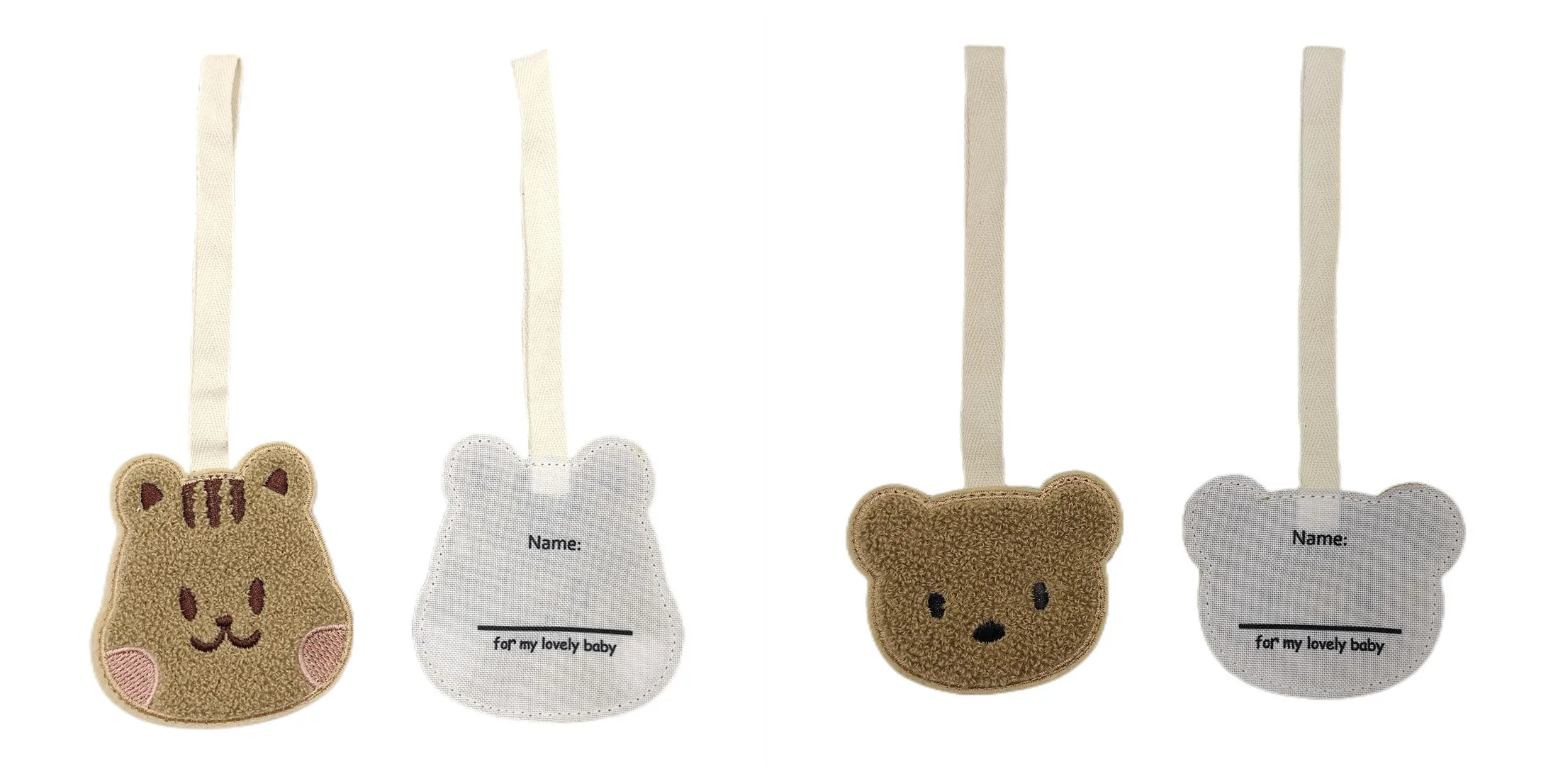 Wholesale animal cartoon Plush Name Tag Baby Backpack Decorations Pendant  Cute Cartoon Name Pendant