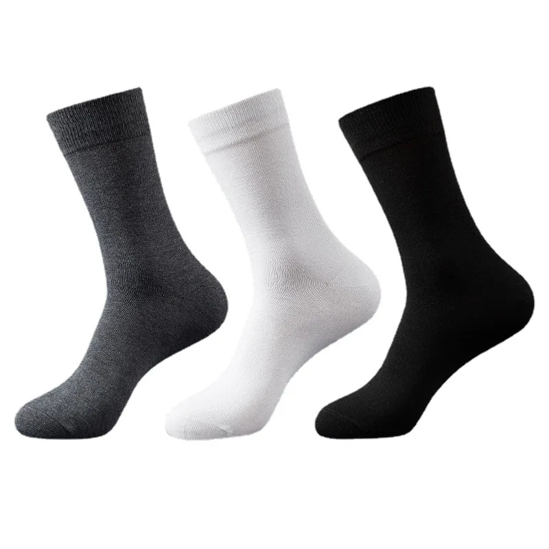 Wholesale Cheap Men 100%  Cotton Hosiery Solid Color Breathable Custom logo  Crew Socks Casual Sports Socks