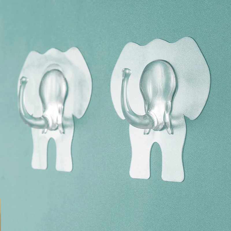 Creative transparent elephant hook kitchen wall seamless sticky hook bathroom waterproof wall hanging nail-free hook wholesale
