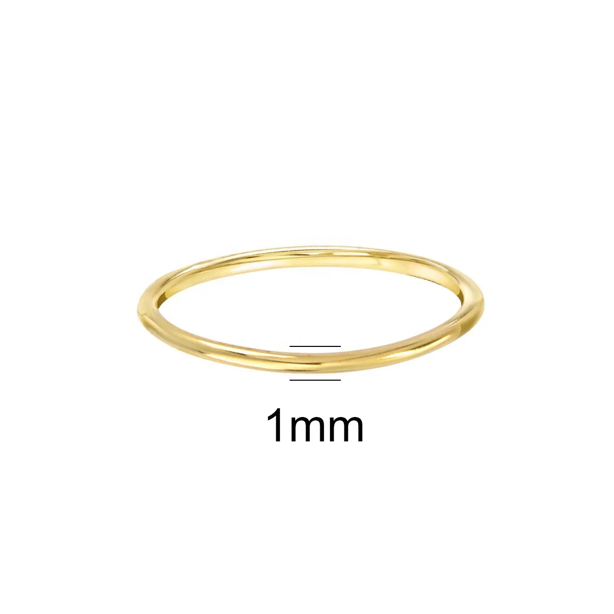 Custom Minimalist 14K Solid Real Gold 1mm Thin Stackable Band Classic Prime Dainty Jewelry Round Smooth Skinny Stacking Ring