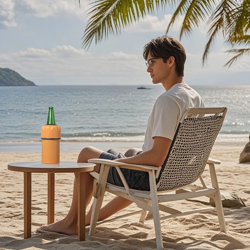 Houroffer Eco-friendly can cooler 304 Food Grade Double Wall Stainless Steel Vacuum Insulated Soda Beer Can Cooler Wine cooler