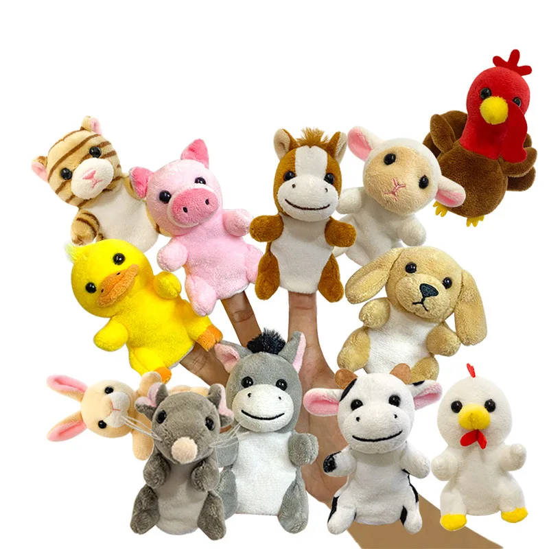 Set of 10 Soft Baby Duck Finger Puppets Cartoon Farm Animals Plush Dolls Educational Cloth Theater Toys Wonderful Gifts for Kids