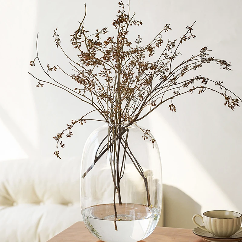 Unique Shaped  Clear colored glass Flower vases Cheap Tall Cylinder Glass & Crystal Transparent Acrylic Vases for decor