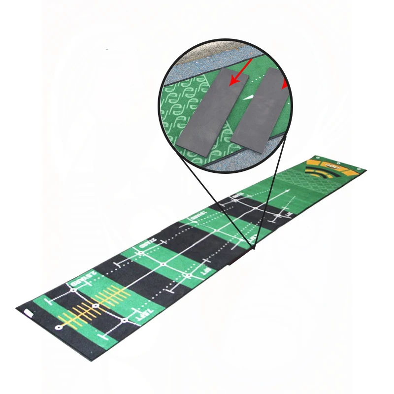 Indoor Golf Putter Trainer Mat Fun Carpet with Artificial Grass for Practice