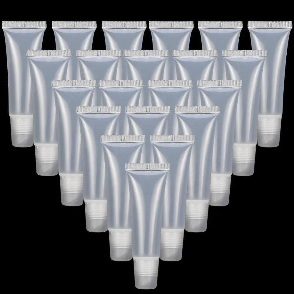 
Lip Gloss Tubes Soft Empty Tubes Refillable Clear Empty Lip Balm Container for Cosmetic Makeup and Travel Toiletries 