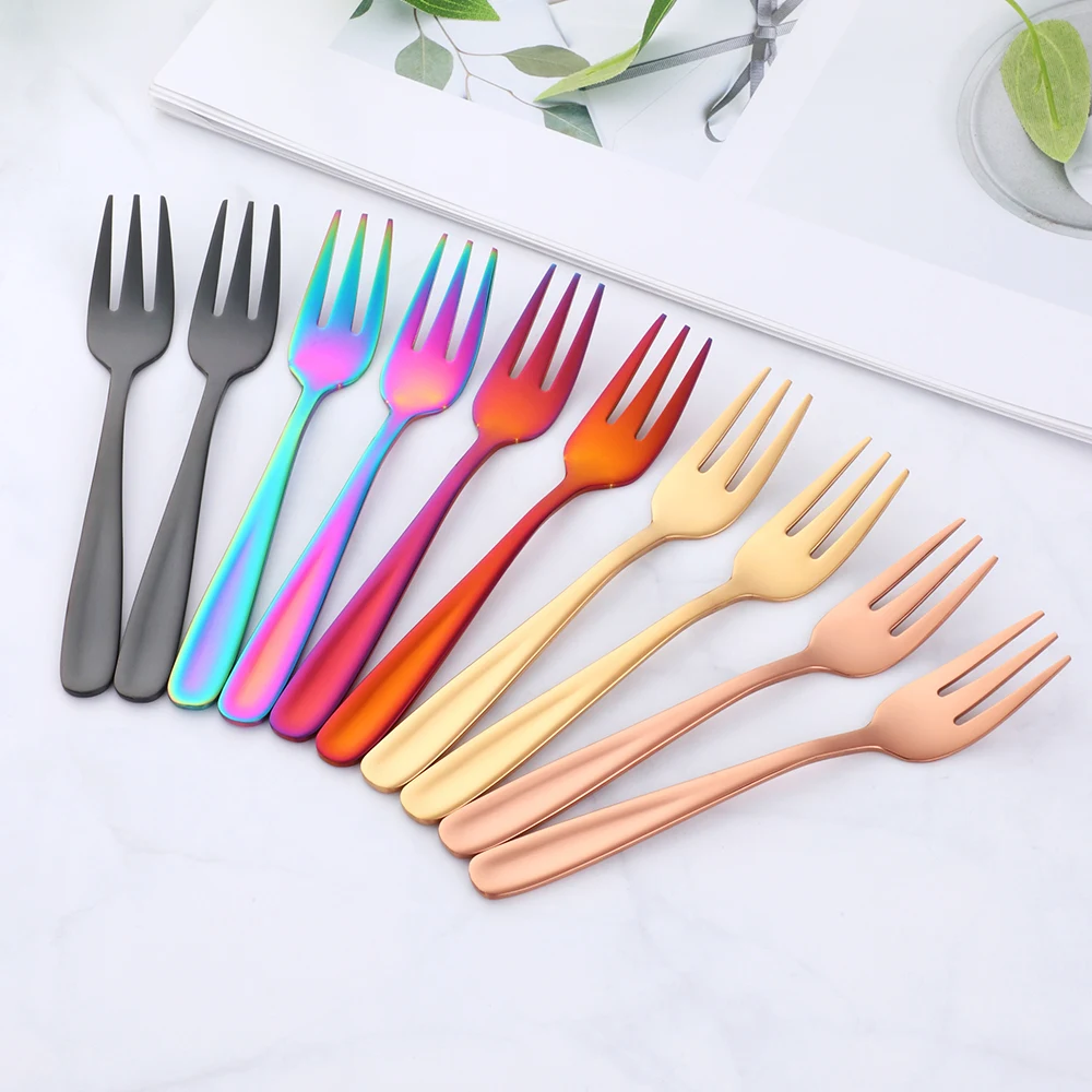 Wholesale Dessert Fork Cake Fork Stainless Steel Color Titanium Tea Fruit Fork for Food