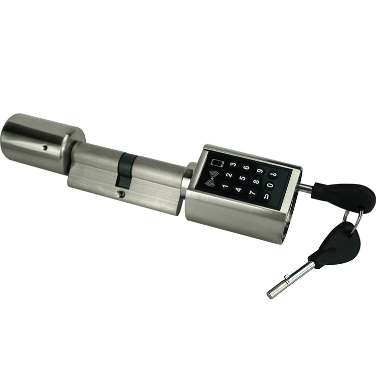 OEM TTlock Tuya gate smart Cylinder locks door outdoor waterproof august biometric Fingerprint Locker with USB Charging Black