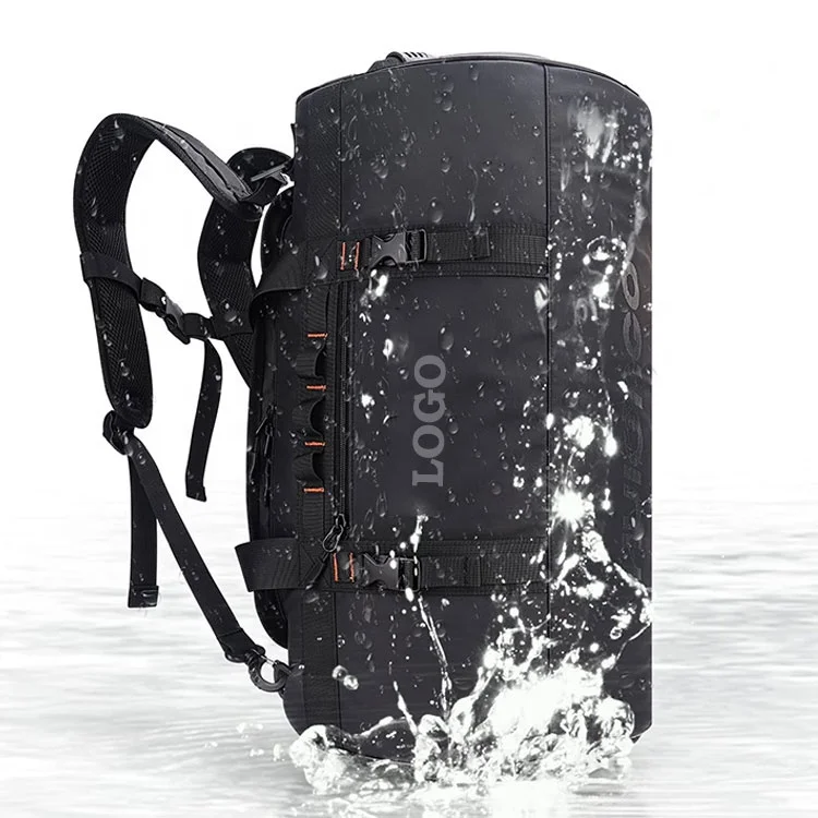 Custom Logo Large Mens Holdall Duffel Bag Backpack Tarpaulin PVC Water Resistant Fitness Travel Sports Gym Duffle Bag For Men