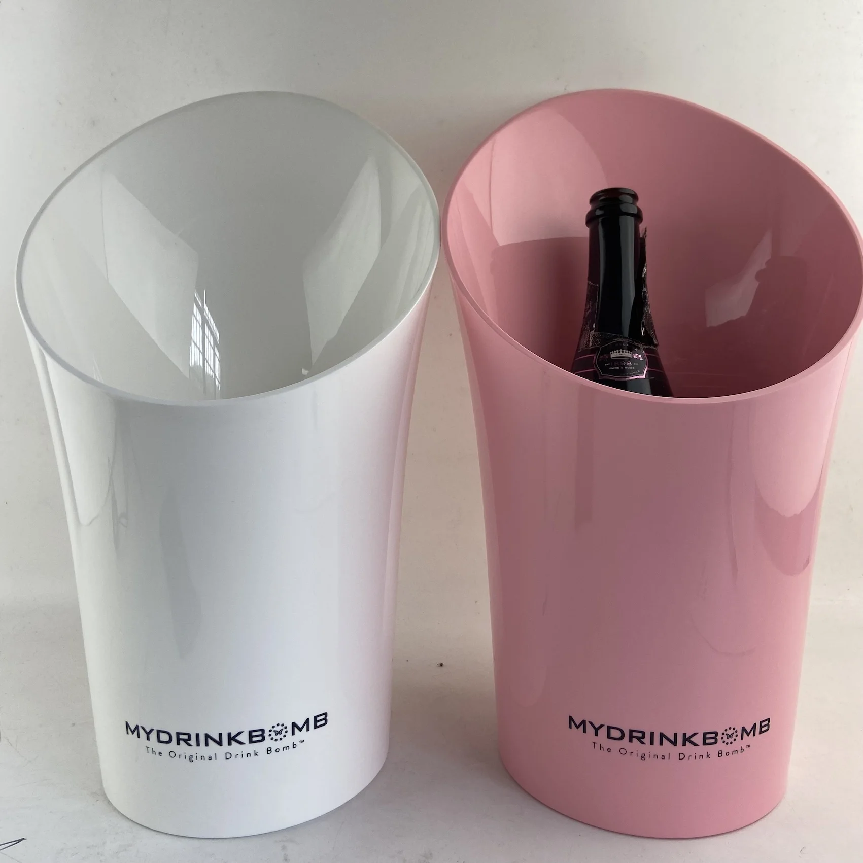 White Plastic Acrylic Champagne Bottle Chiller Ice Bucket