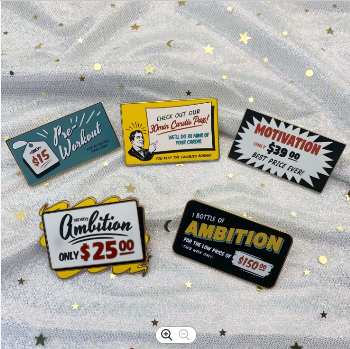 Wholesale custom creative funny promotional words on badge hard enamel pin with silk screen