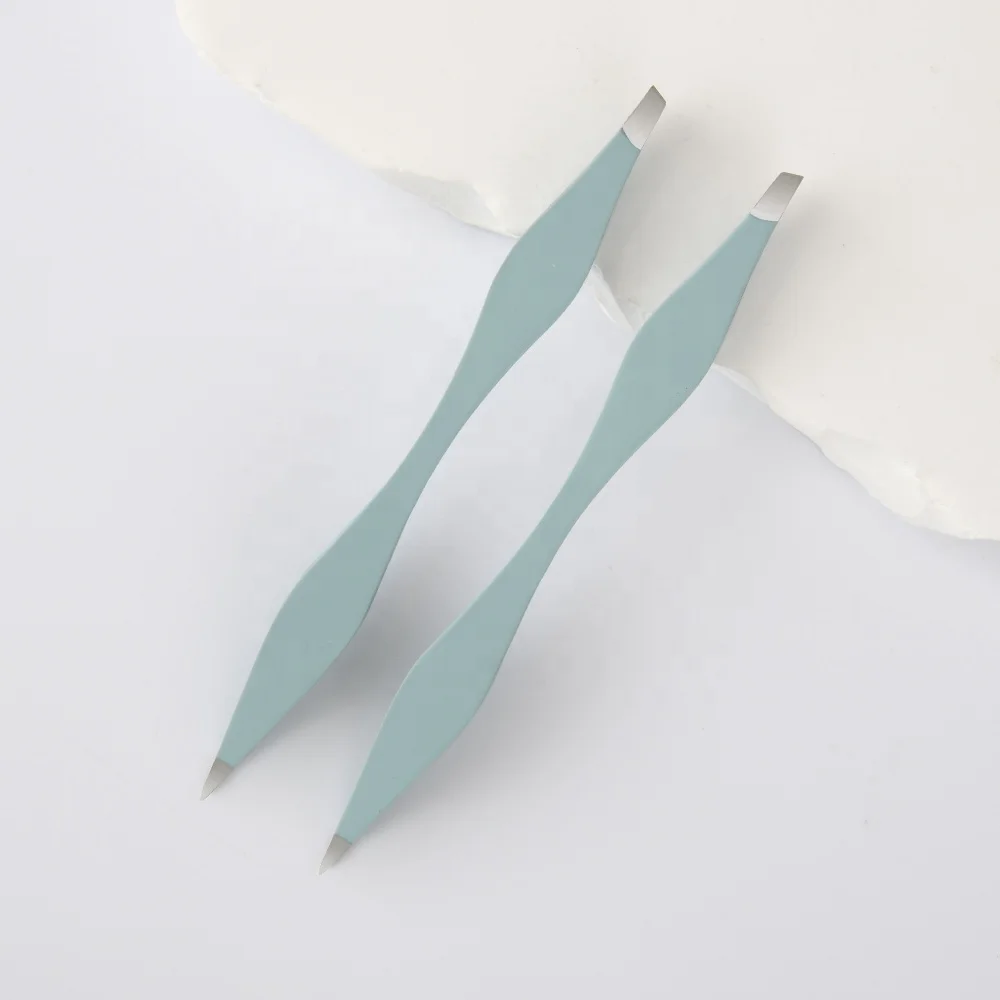 Красивая продукция 2024 Новое поступление 2 в 1 пинцет для бровей из нержавеющей стали Наклонный остроконечный пинцет