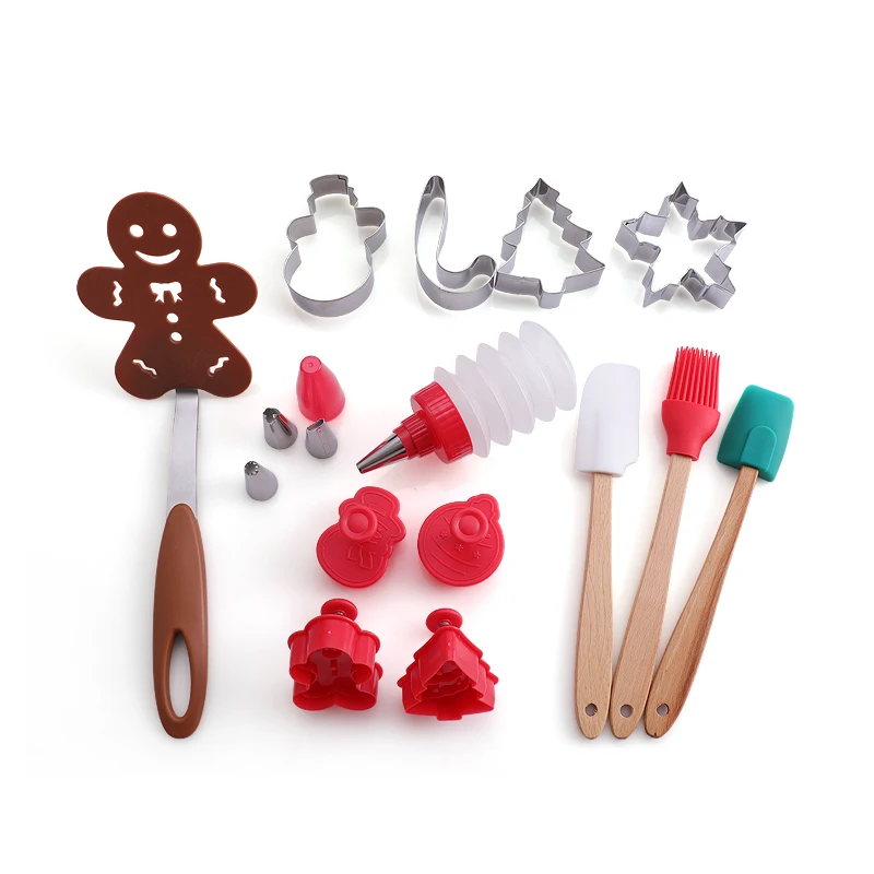 17 шт. набор силиконовый шпатель кисти мягкие бутылки вырубки для выпечки торта печенье инструментов украшения ногтей