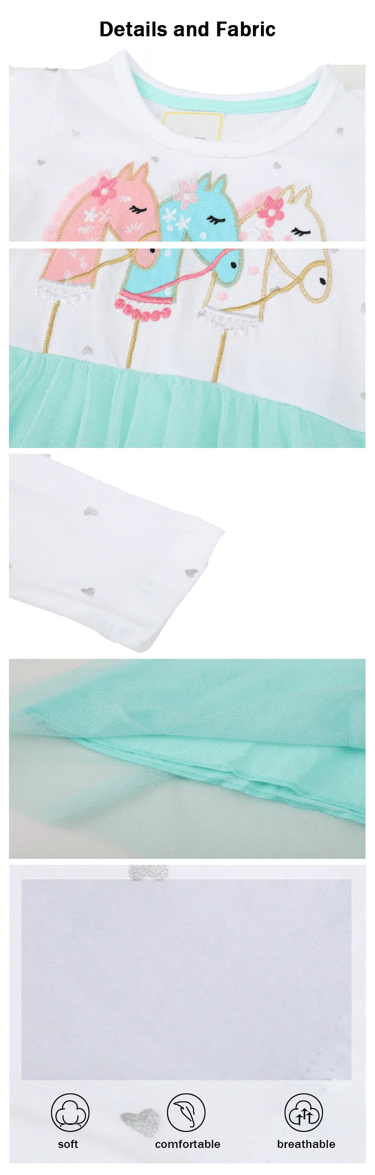 Trending 2022 Birthday Casual Style Full Sleeves Tulle Embroidered Mint Green Pretty Dresses For Girls