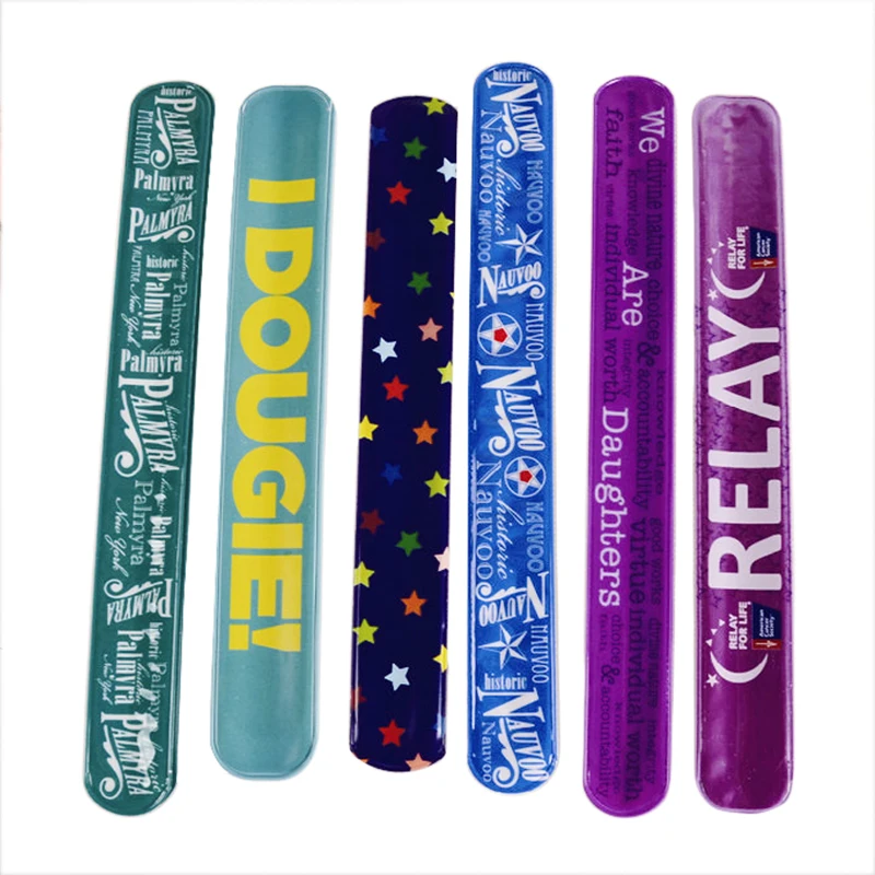 
Beaded bracelet silicone custom reflective kids chop slap band wristband bracelet watch bulk 