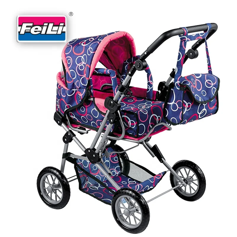 Fei Li Stroller Big and Deluxe Baby Doll Carriage Toys with Carry Cot and Shoulder bag Doll Stroller Factory In China