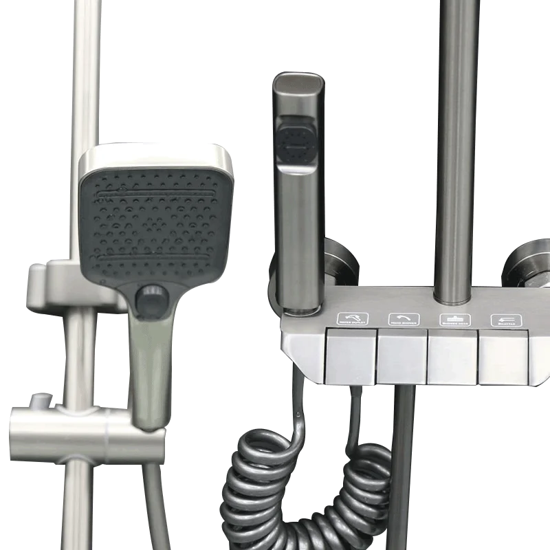 Versatile Top Luxury Space Aluminum Double Handle Bathroom Shower Set with Head Shower Cold and Hot Water