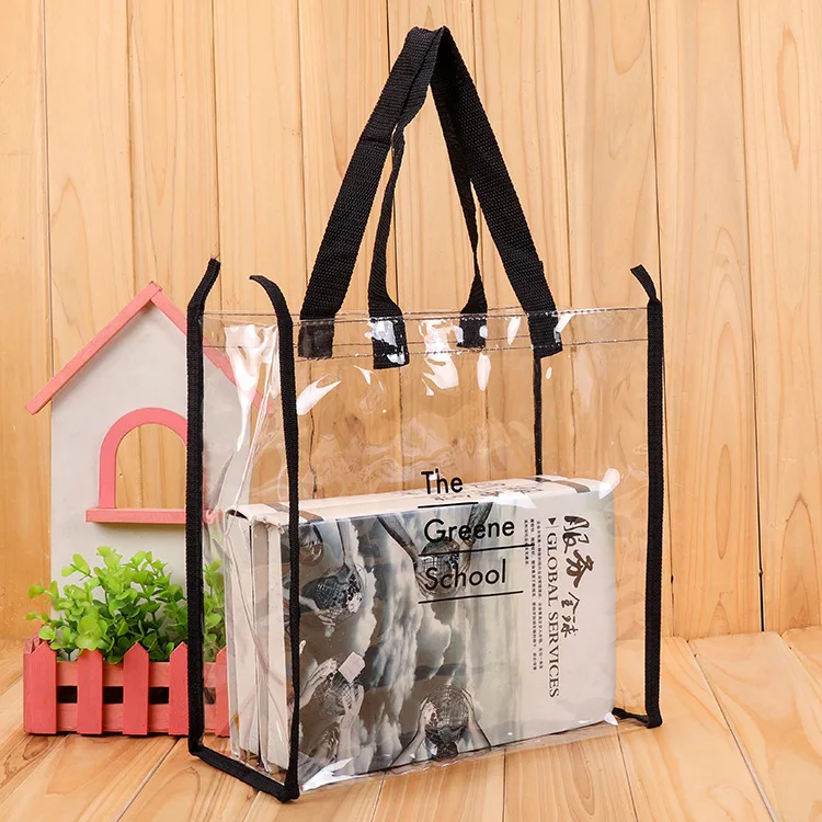 New pvc transparent plastic hand shopping bag shoulder handbag tote bags for woman plastic transparent designs logo