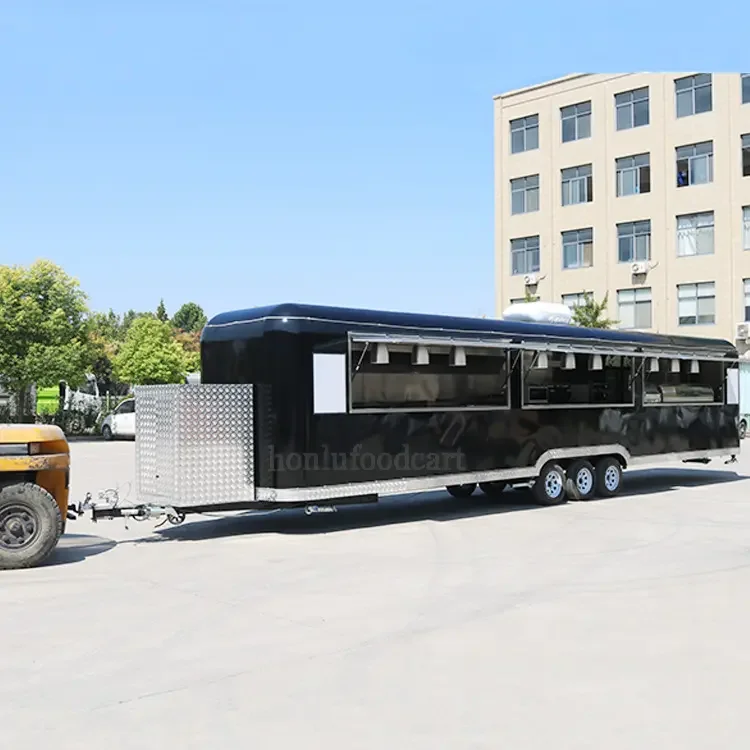 big size Multifunctional black mobile caravan food truck remolque food truck usa