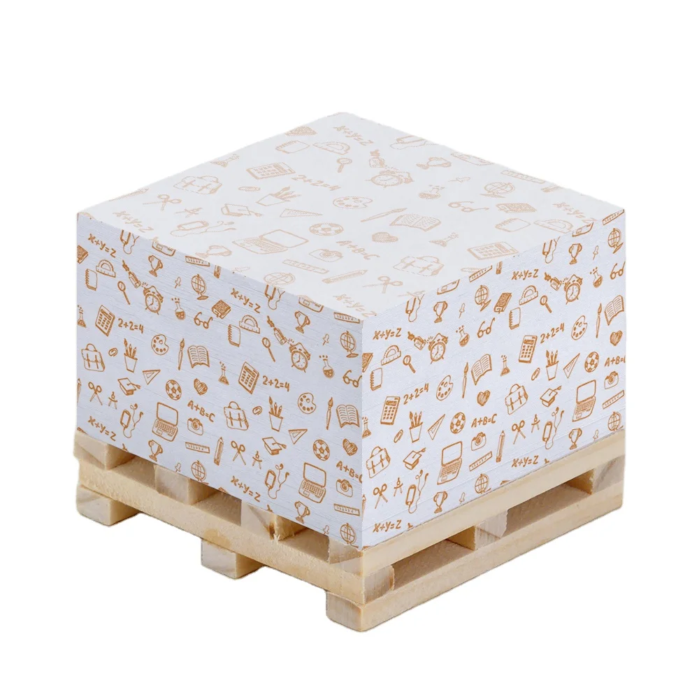Custom Square Sticky Notes Post Sticky It Memo Pad Cube With Wooden Pallet Promotional Wooden Pallet Sticky Adhesive Notes