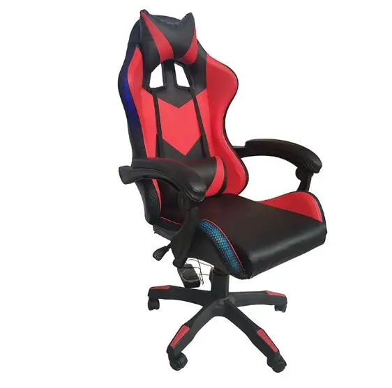 Factory wholesale leather LED light RGB gaming chair racing office massage gamer chair adjustable swivel  gas lift