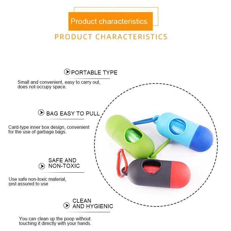 Custom Portable Dog Poop Bag Eco Friendly Biodegradable Cat Dog Poop Bag Dispenser For Dogs