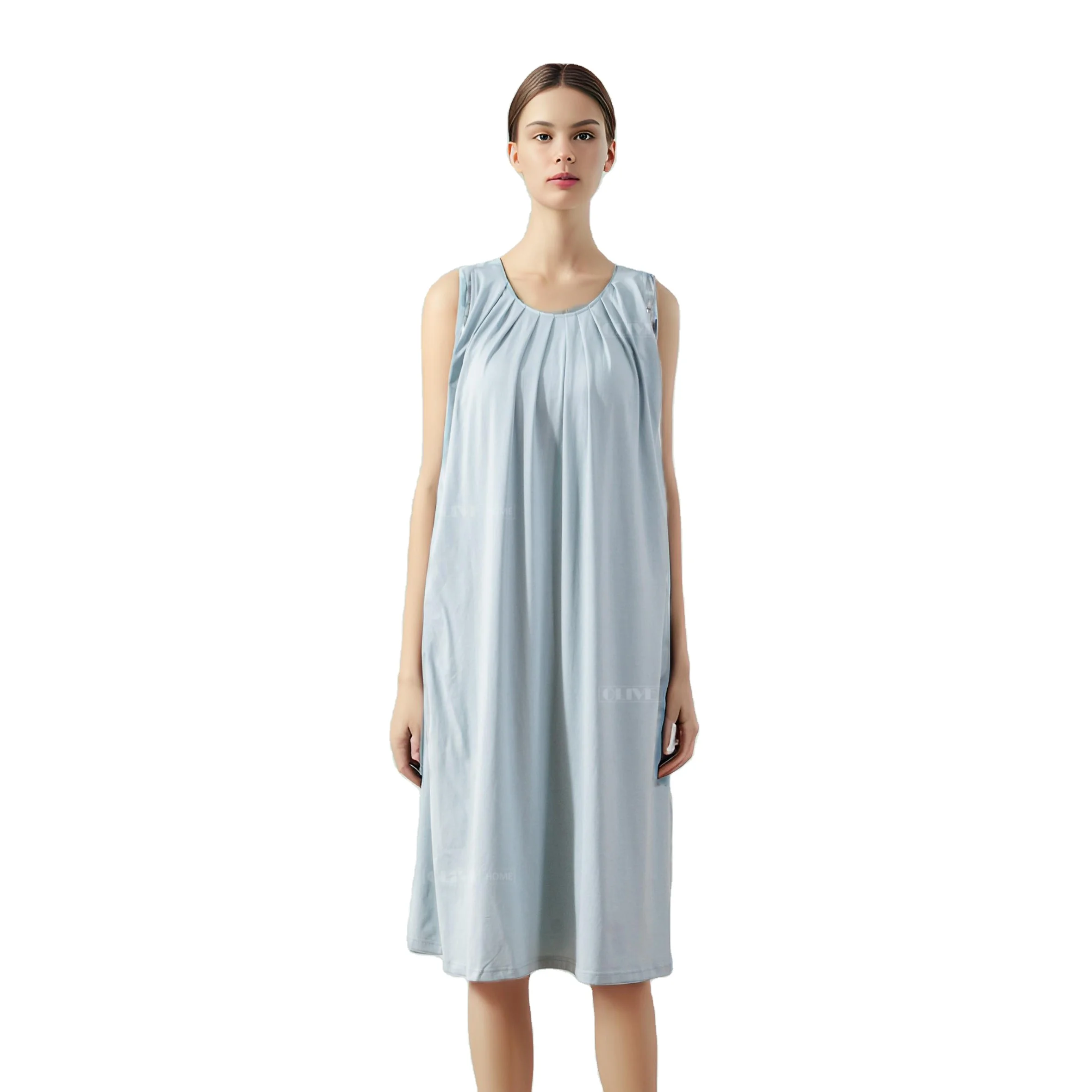 Женская ночная рубашка разных цветов удобная Ночная без рукавов плиссированная с круглым вырезом S-XXXL