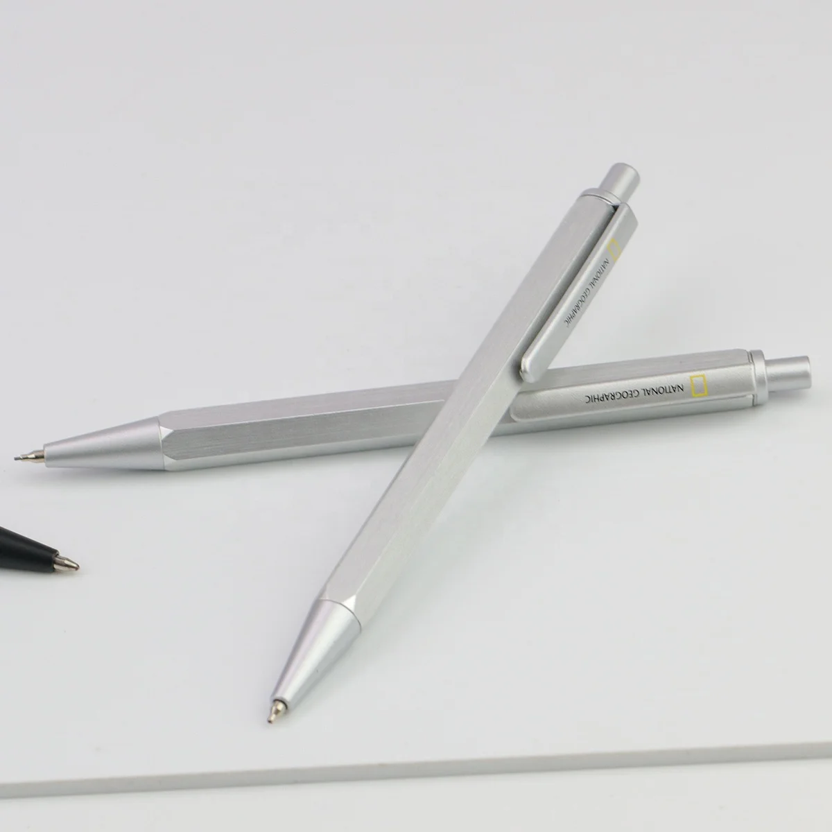 New hexagon pen design matte finish click ballpoint promotional wholesale press pen with printing logo