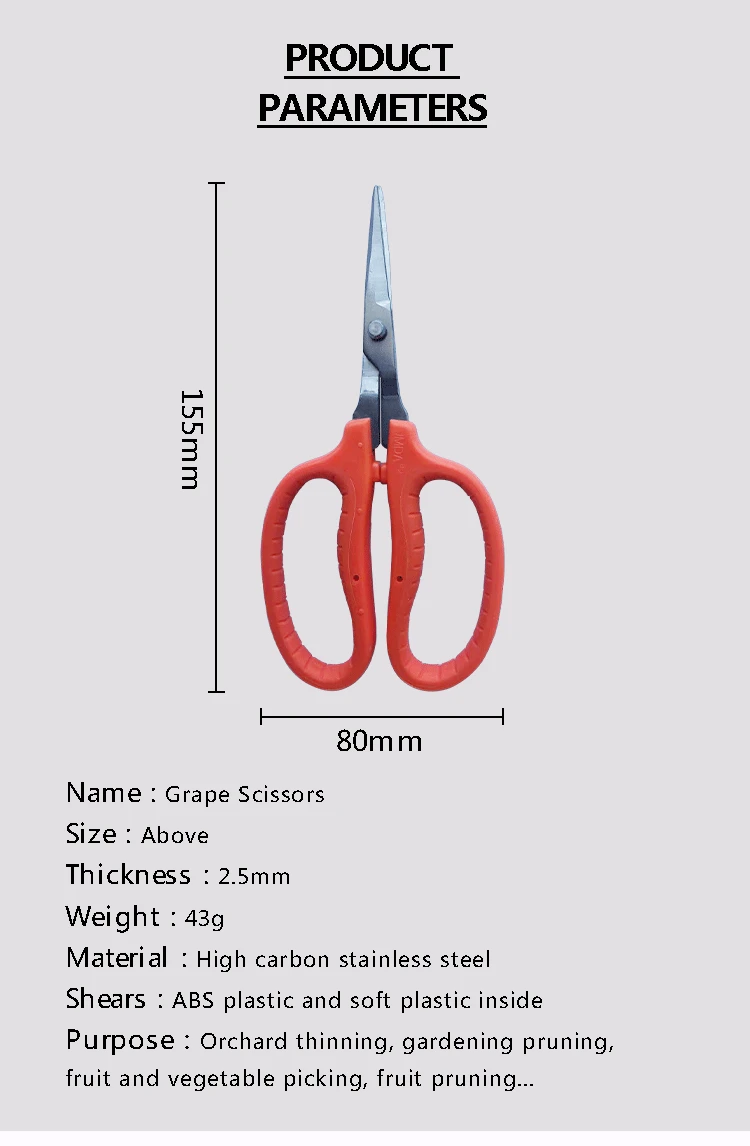 JMDA  Factory Supply Stainless Ergonomic Unique Fruit trimmer grape scissor vineyard grape trimmer