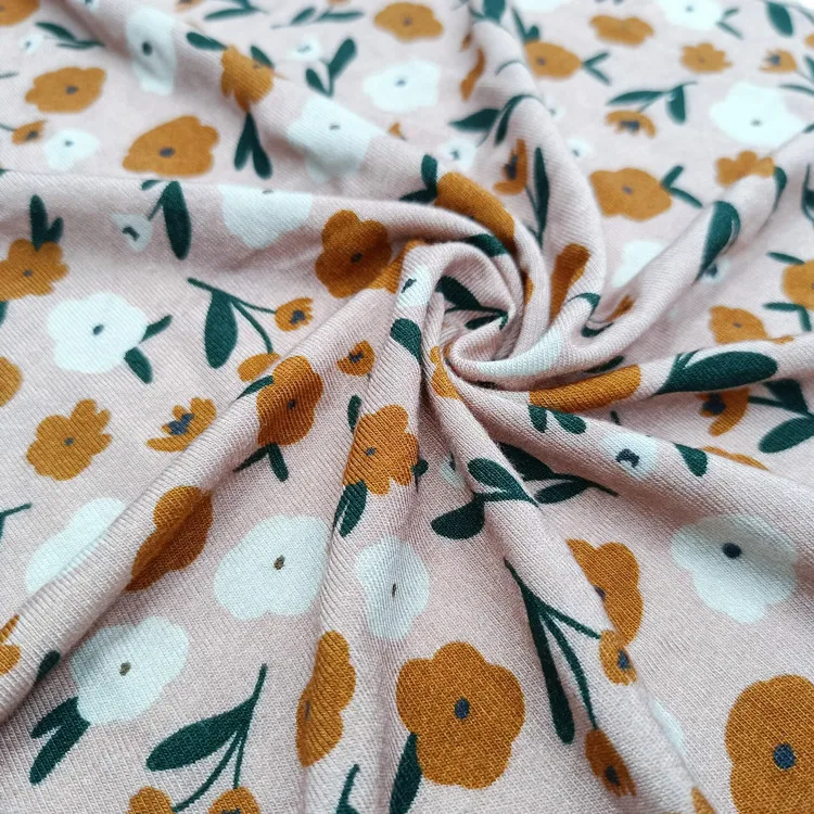 Soft touch custom designs digital printing bamboo spandex fabric for cloth with NO MOQ