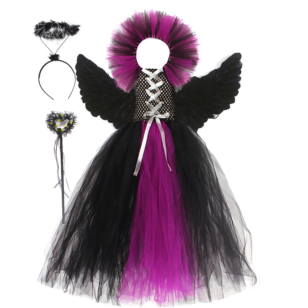 Halloween Dark Angel Demon Long Dress Cosplay Goddess Witch Performance Costume Ghost Festival Party Dress