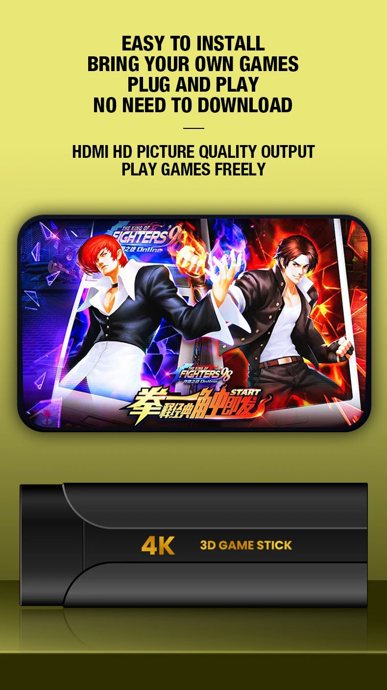 zoku Q8max  Game Stick 64G ROM Simulators Dual Wireless Controller Video Game Stick  HD 40000 Retro games