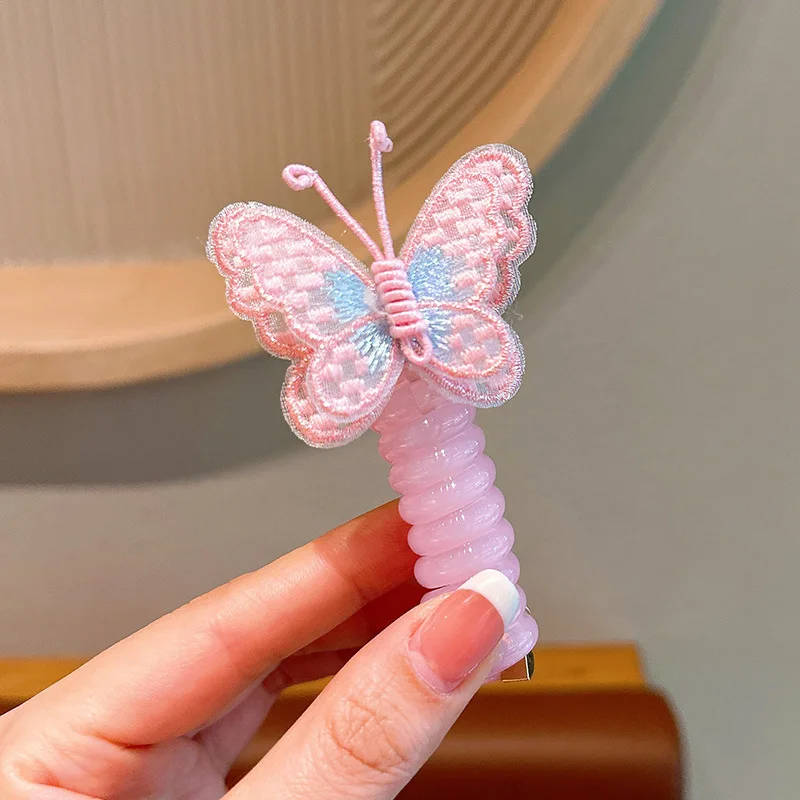 2024 Hot Selling Children New Curly Telephone Cable Hair Loop High Ponytail Hair Tie For Children