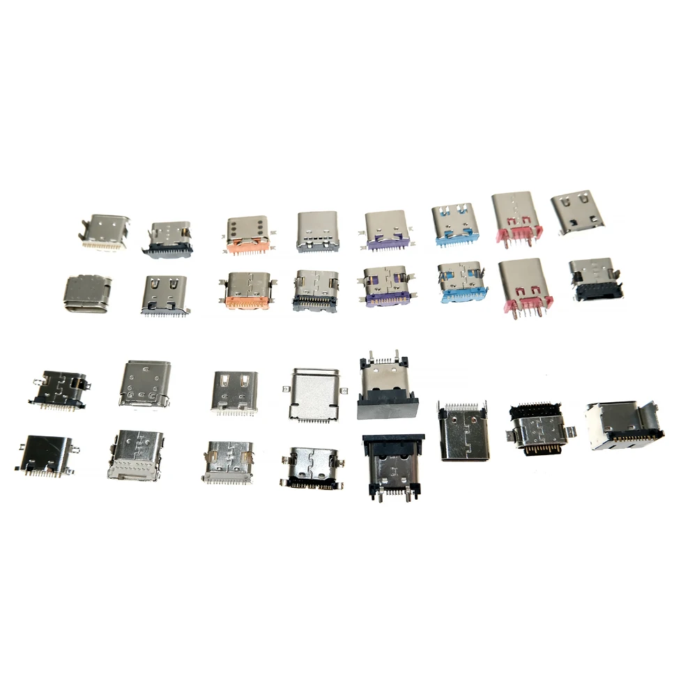 FPIC OEM waterproof metal shell housing 65 watt 24 pin 6pin male female solder panel mount gold connector usb type c socket