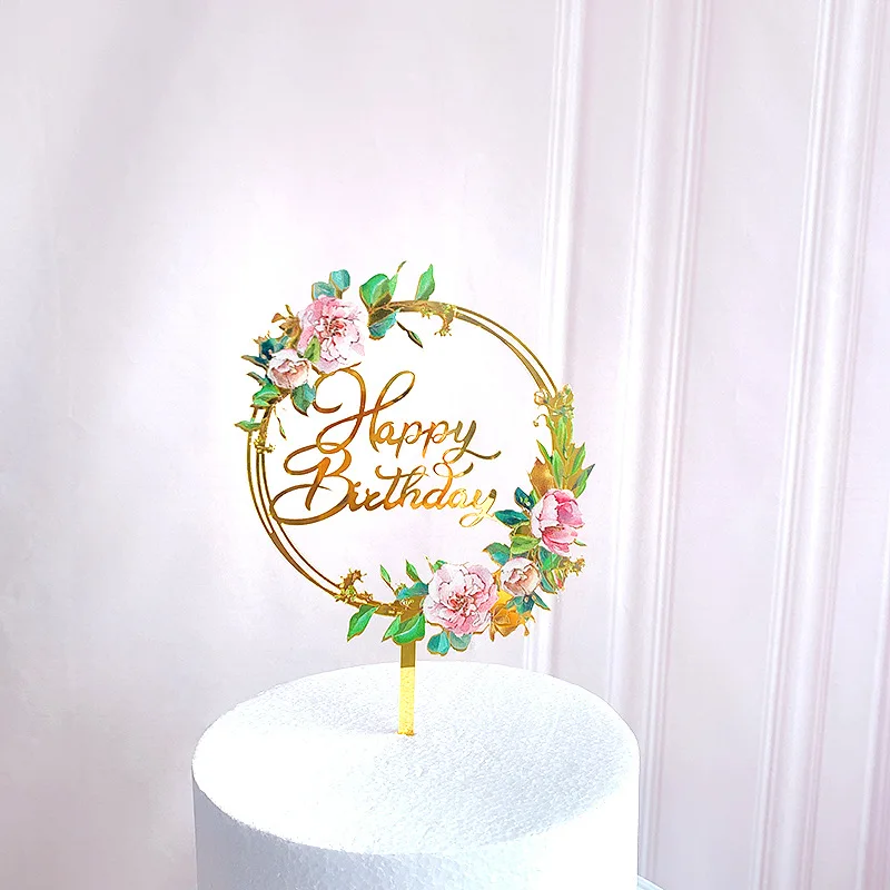 New Design Flower Birthday Cake Topper Decoration For Wedding And Happy Birthday Hot sale products