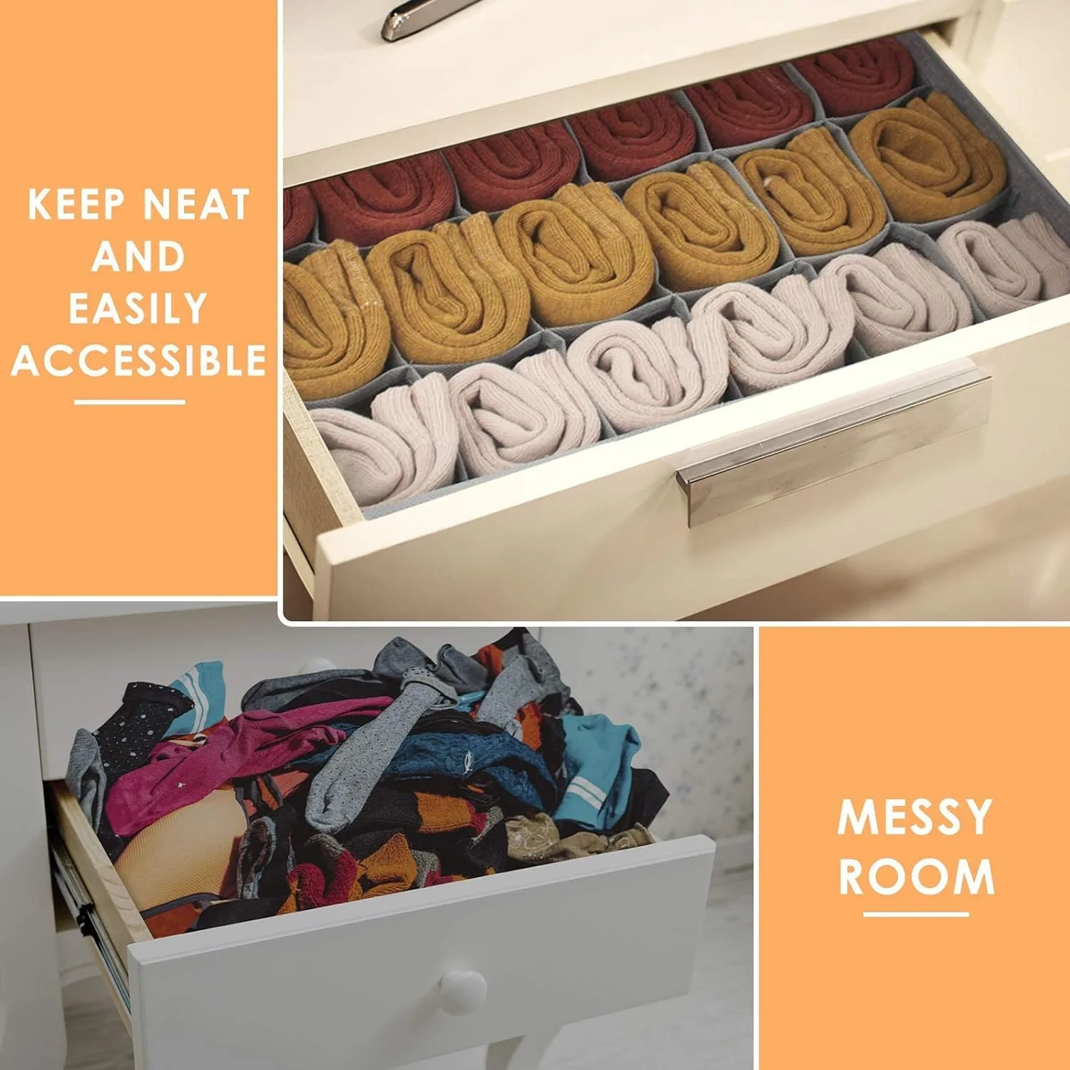Foldable 64 Cell Fabric Collapsible Cabinet Closet  3 Pack Sock Ties Underwear Organizer With Dividers Organizers Storage Boxes