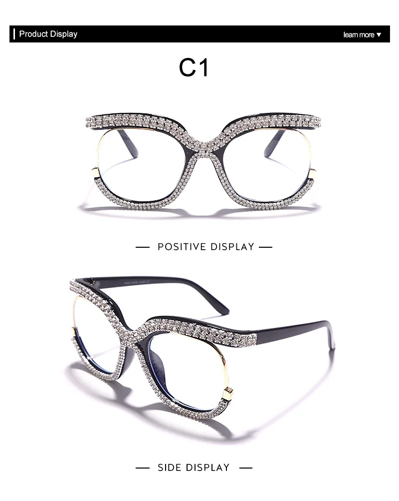 2022 New trendy diamond glasses anti blue light optical frames eyeglasses women  latest spectacle frames in stock