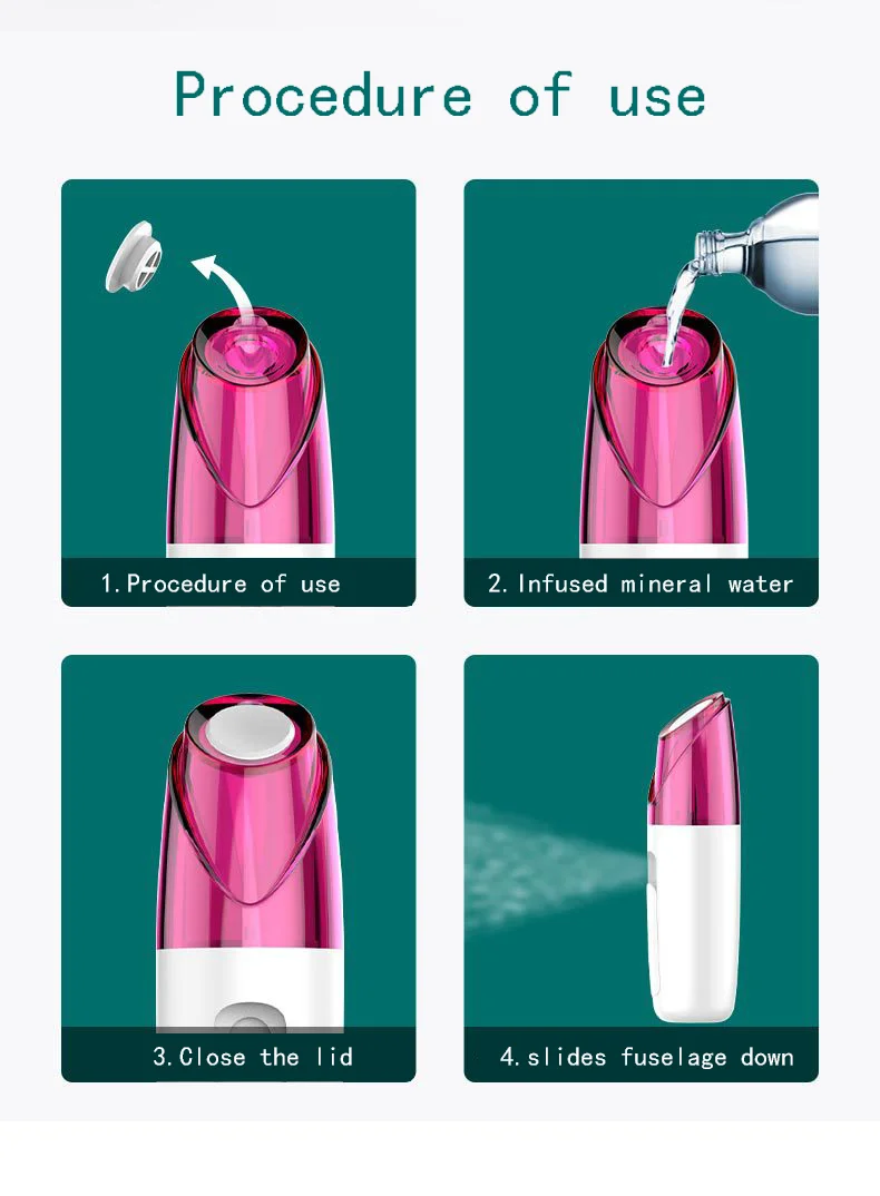 Mini Spa Portable Facial Sprayer Handy Water Hydrogen Facial Steamer Face Moisturizing Beauty Instrument Nano Mist Ion Sprayer