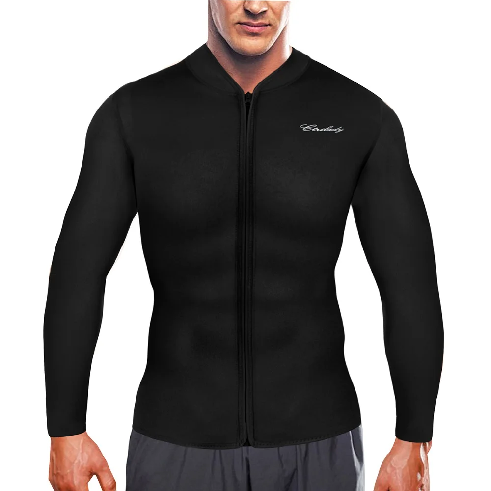 Men Long Sleeves Workout Jacket Neoprene Keep Warm Wetsuit tops for Snorkeling Surfing Watersports