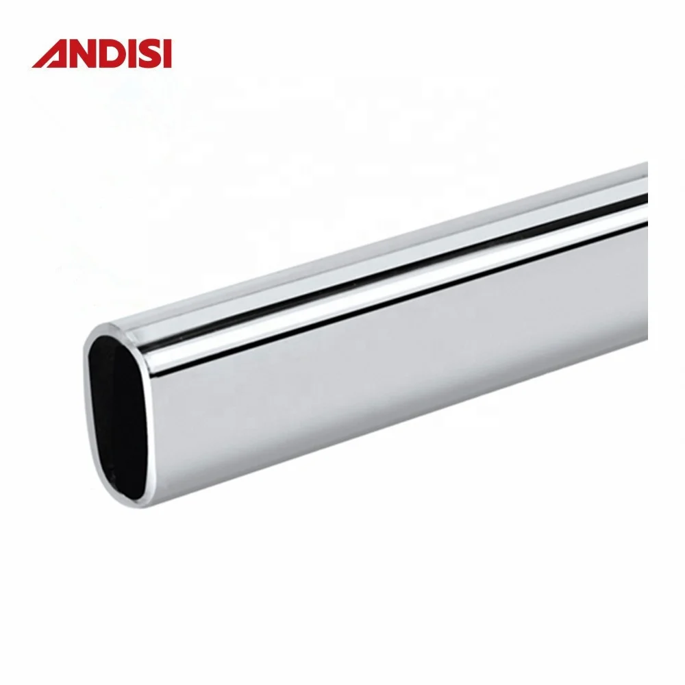wardrobe accessories Chrome wardrobe fitting closet hanging rail tube steel oval closet rods