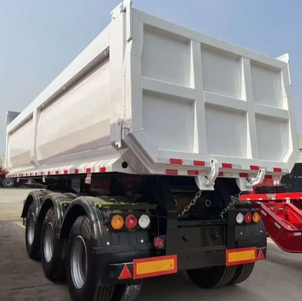Howo Truck 3 Axles Rear Dump Tipping Trailer 45cbm 40 50 60ton U-shaped 4 Axle End Rear Tipper Dumper Semi Truck Trailers