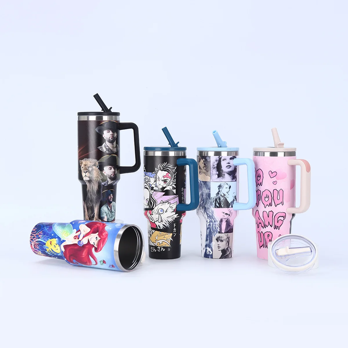 Large Capacity New Christmas 304 Tumblers With Straw Rainbow Powder Coated Bulk Stainless Steel