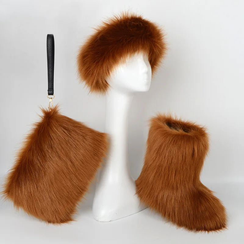 
wholesale fashion fur bootie women comfortable winter warm faux fox fur boots 