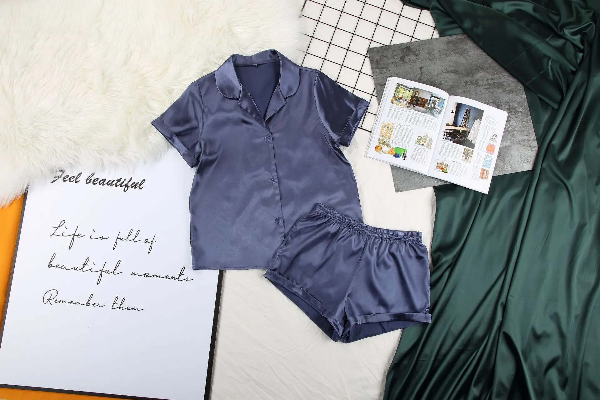 Short Pajamas Bridal Night Wear Short Ladies Silk Pyjamas Satin Pajamas Set