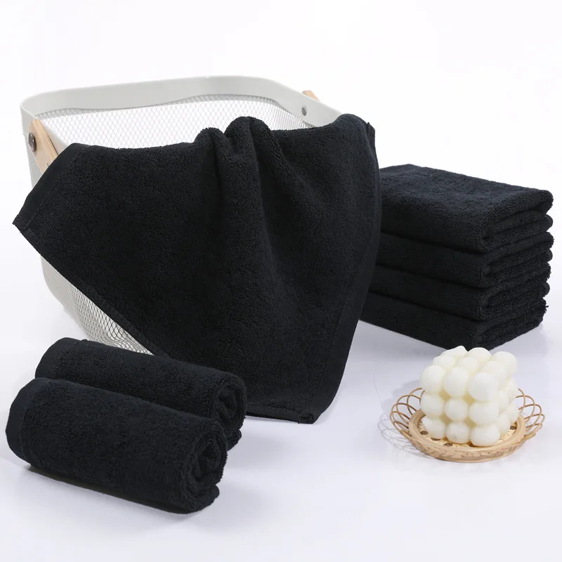 cheap promotional 100% cotton terry black color hand towel