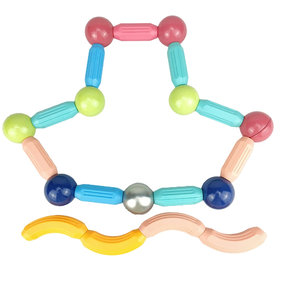 128pcs early education 3D magnetic sticks set magnetic construction building blocks balls and bar stacking STEM toy