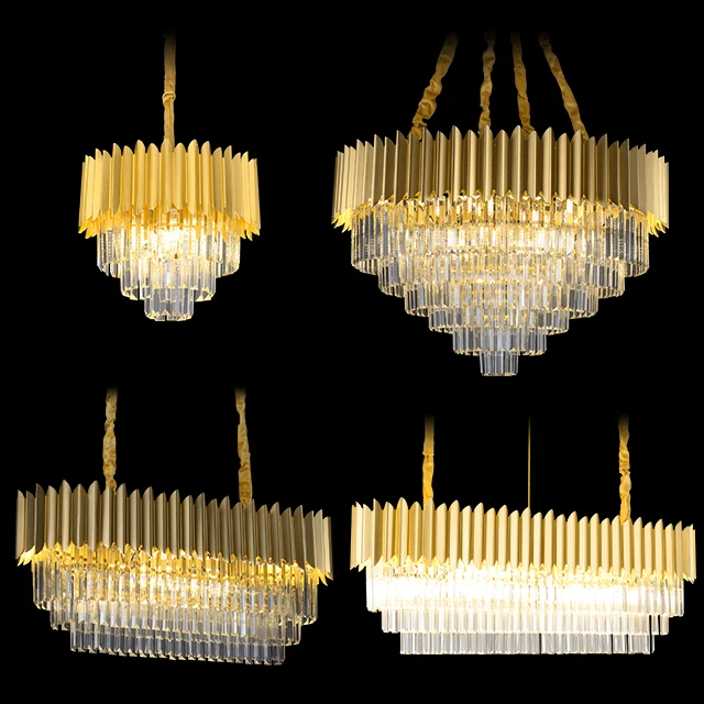 Gold Luxury Ceiling Chandelier For Interior Lighting Luster Modern Crystal Led Hanging Lamp Home Decoration