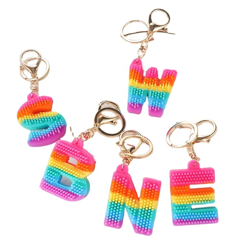 Simple Dimple Fidget Buttons Keychain Toy Poppes Fidget Toy Bubble Push Its Silicone Sensory Fidget Toy