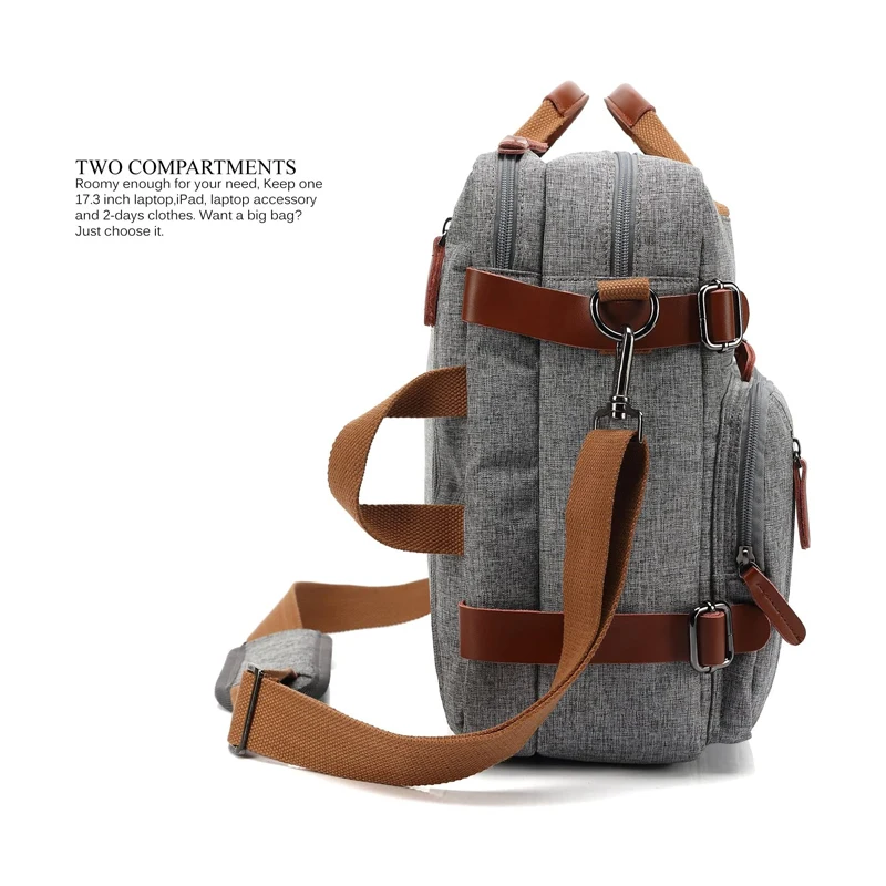 Convertible Backpack Messenger Bag Shoulder Bag Laptop Case  Briefcase Multi-Functional Travel Rucksack Fits 17.3 Inch Laptop